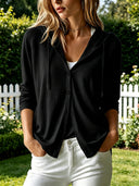 Relaxed Hooded Button-Up Cardigan