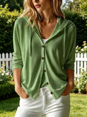 Relaxed Hooded Button-Up Cardigan