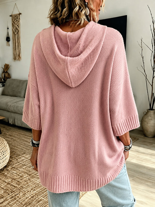 Relaxed Fit Cozy Knit Hoodie Sweater
