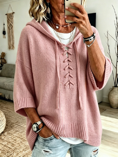 Relaxed Fit Cozy Knit Hoodie Sweater