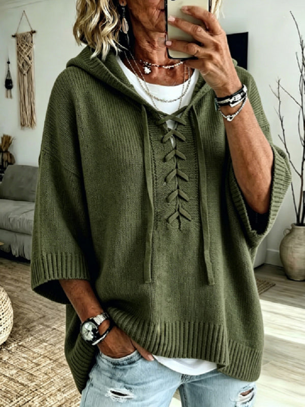 Relaxed Fit Cozy Knit Hoodie Sweater