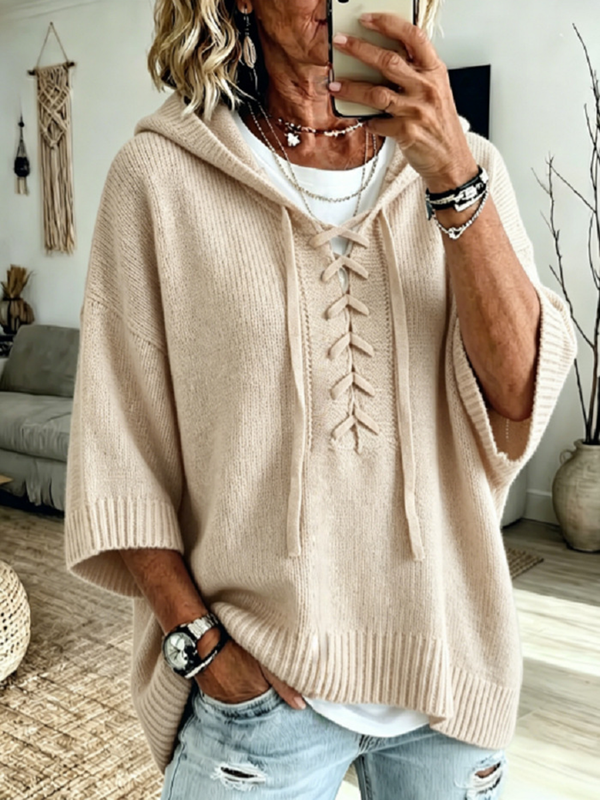 Relaxed Fit Cozy Knit Hoodie Sweater