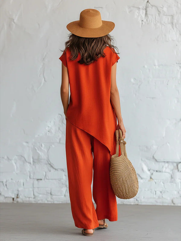 Relaxed Resort Asymmetrical Two-Piece Set