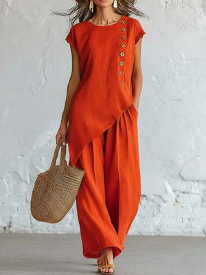 Relaxed Resort Asymmetrical Two-Piece Set