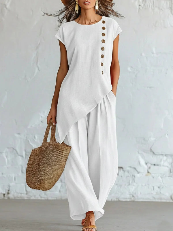 Relaxed Resort Asymmetrical Two-Piece Set