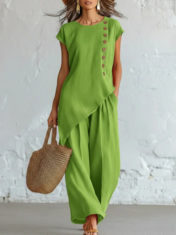 Relaxed Resort Asymmetrical Two-Piece Set
