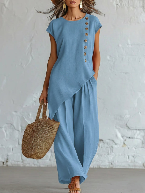 Relaxed Resort Asymmetrical Two-Piece Set