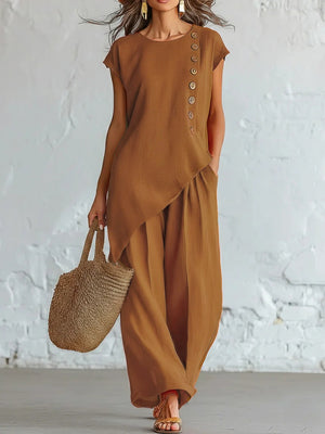 Relaxed Resort Asymmetrical Two-Piece Set