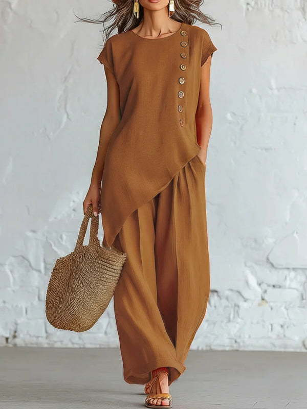 Relaxed Resort Asymmetrical Two-Piece Set