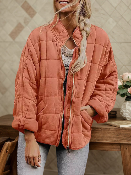 Relaxed Cotton Coat with Modern Stand-Up Collar