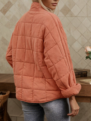 Relaxed Cotton Coat with Modern Stand-Up Collar