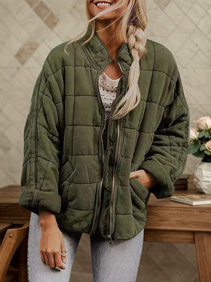 Relaxed Cotton Coat with Modern Stand-Up Collar