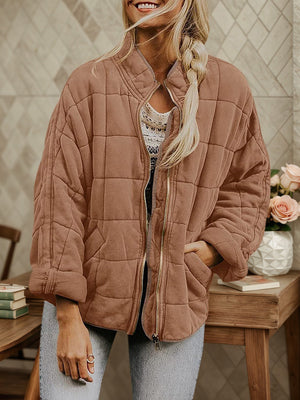 Relaxed Cotton Coat with Modern Stand-Up Collar