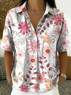 Relaxed Fit Floral Short Sleeve Top