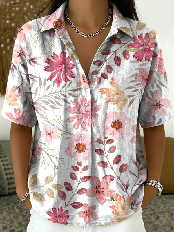 Relaxed Fit Floral Short Sleeve Top