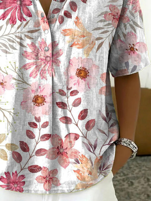 Relaxed Fit Floral Short Sleeve Top