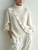 Relaxed Turtleneck Side Slit Knit Sweater