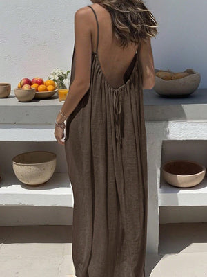 Resort-Ready Open-Back Loose-Fit Maxi Dress