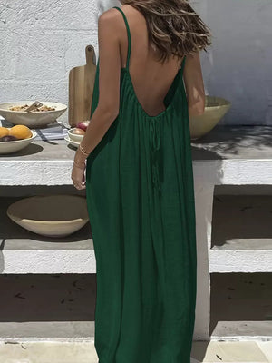 Resort-Ready Open-Back Loose-Fit Maxi Dress