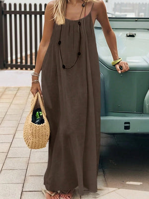 Resort-Ready Open-Back Loose-Fit Maxi Dress