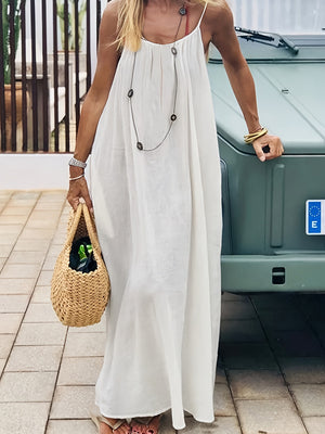 Resort-Ready Open-Back Loose-Fit Maxi Dress