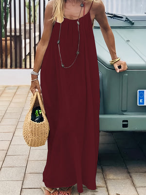 Resort-Ready Open-Back Loose-Fit Maxi Dress