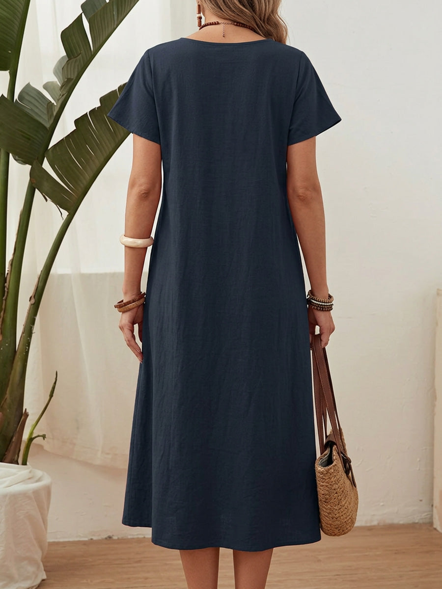 Resort Style Cotton Linen Maxi Dress