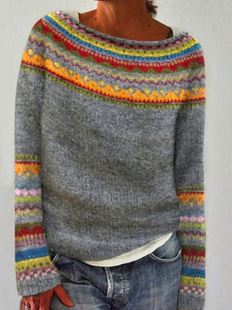 Retro-Langarm-Strickpullover