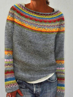 Pull rétro à manches longues en maille