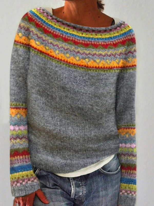 Retro Long Sleeve Knit Sweater