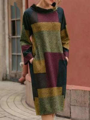 Retro Print Loose-Fit Dress