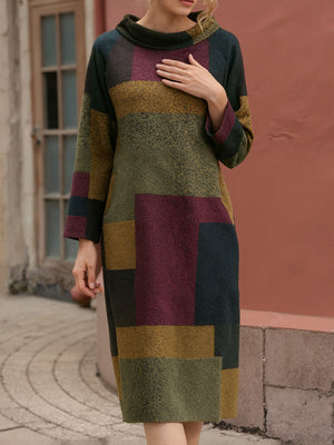 Retro Print Loose-Fit Dress