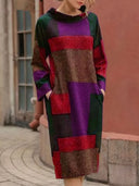 Retro Print Loose-Fit Dress