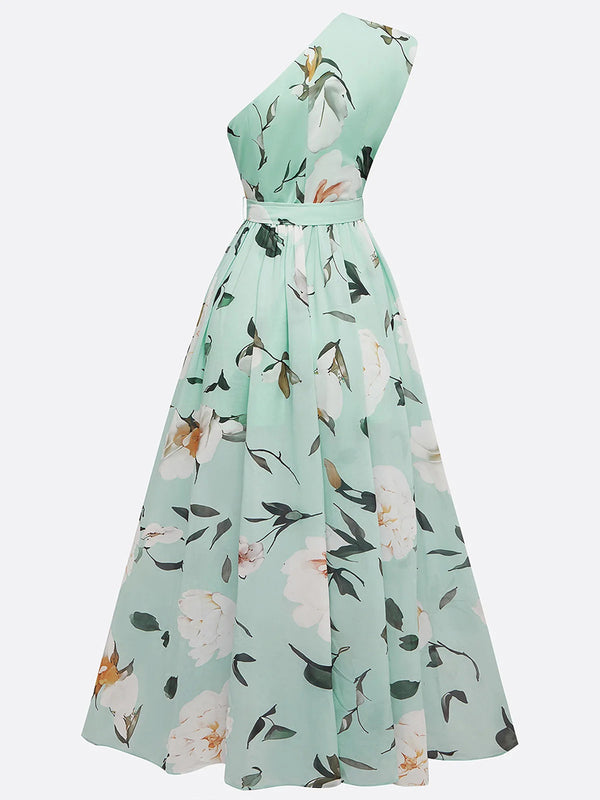 Romantic Floral Belted Maxi Dress