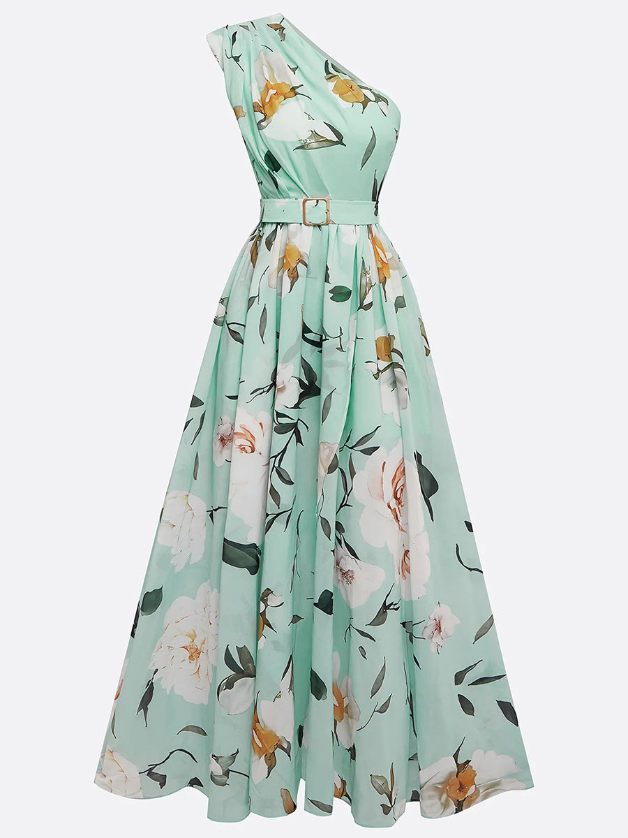 Romantic Floral Belted Maxi Dress