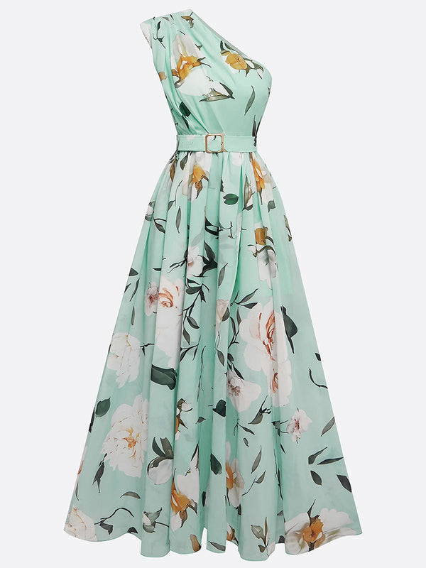 Romantic Floral Belted Maxi Dress