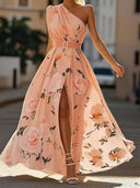 Romantic Floral Belted Maxi Dress