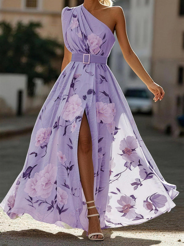 Romantic Floral Belted Maxi Dress