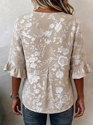Romantic Floral Button-Front Blouse