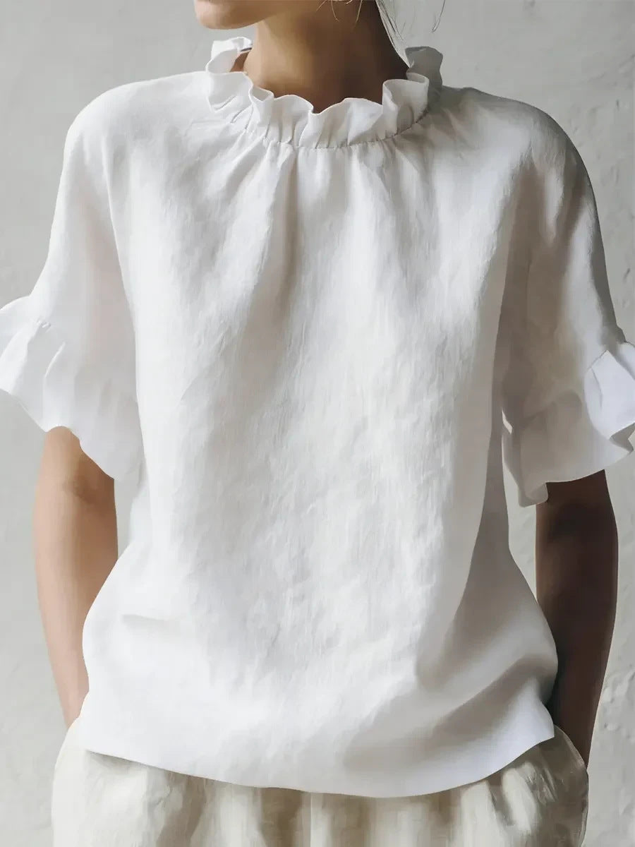 Romantic Ruffle Collar Short Sleeve Top
