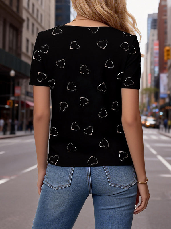 Romantic Heart Print T-Shirt