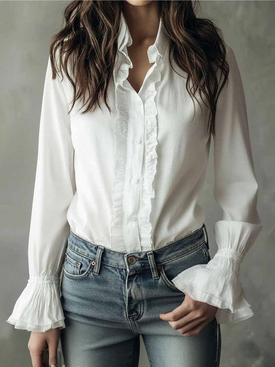 Ruffled Long-Sleeve Blouse