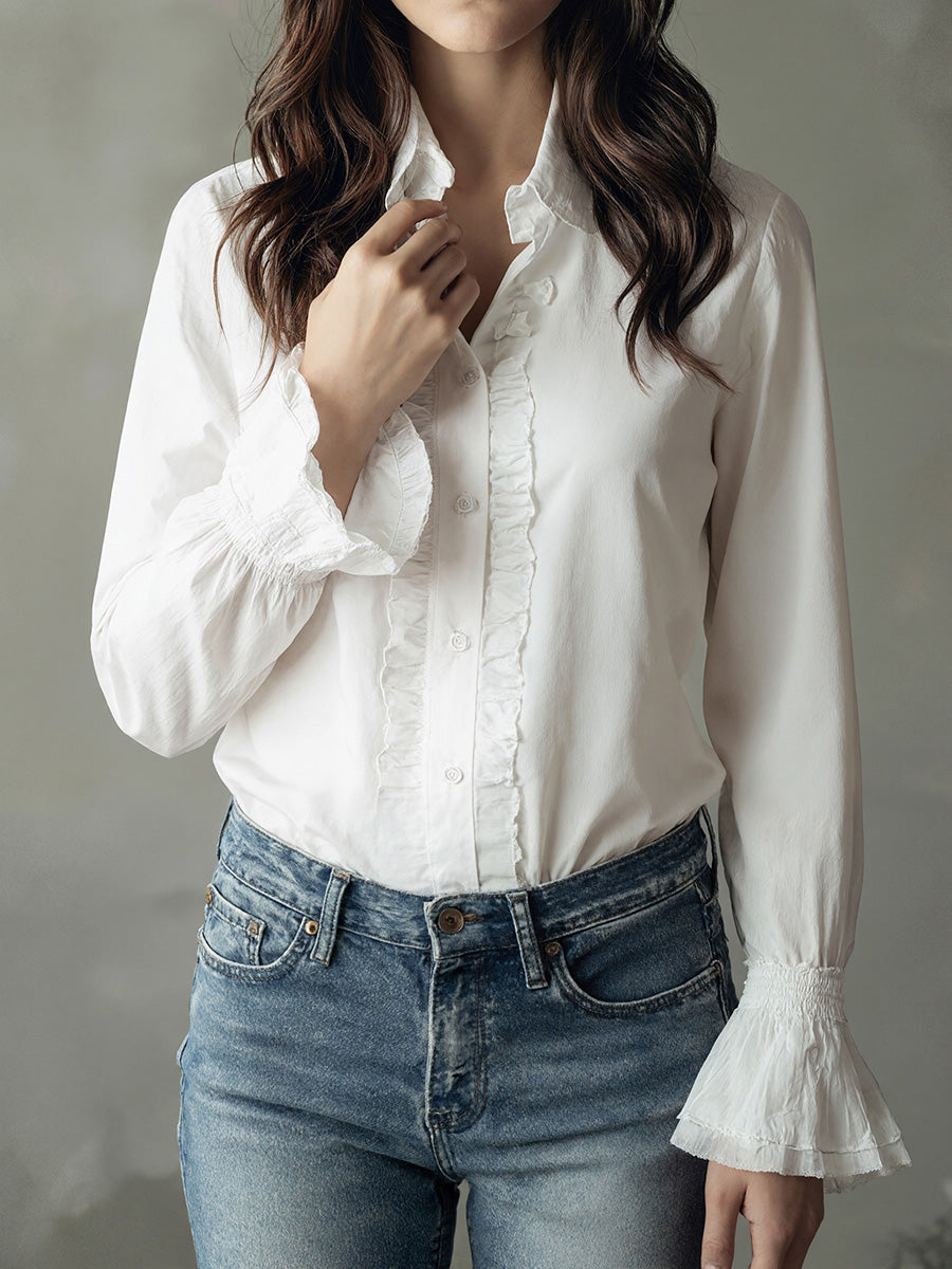 Ruffled Long-Sleeve Blouse