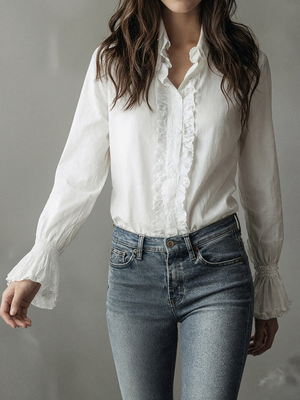 Ruffled Long-Sleeve Blouse