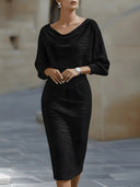Slim-Fit Elegant Commuter Midi Dress