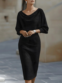Slim-Fit Elegant Commuter Midi Dress