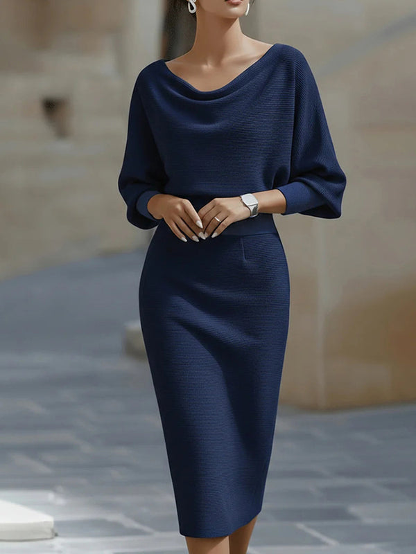 Slim-Fit Elegant Commuter Midi Dress