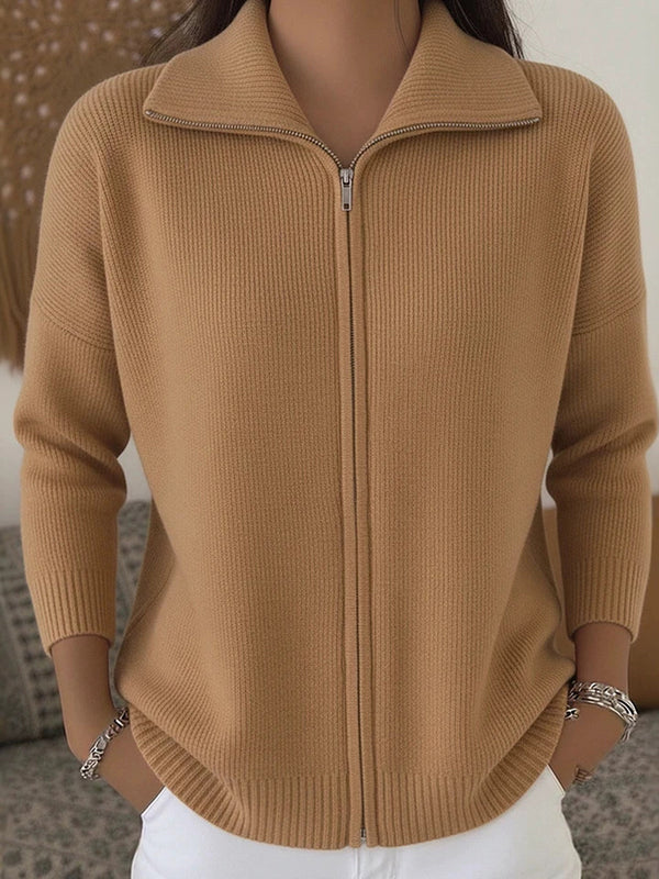 Soft Minimal Zip Knit Sweater