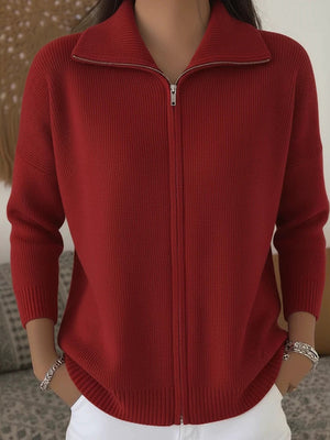 Soft Minimal Zip Knit Sweater