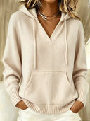 Soft Hooded Pocket Knit Sweater